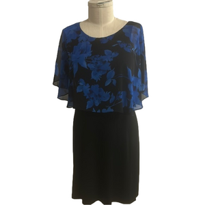 Connected Chiffon Cape-Overlay Sheath Dress